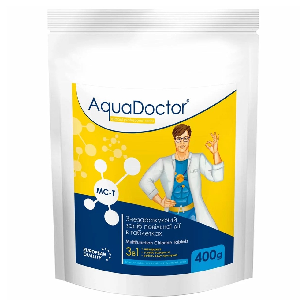 Таблетки AquaDoctor MC-T 3 в 1 для басейну 200 г — хлор, коагулянт, альгіцид